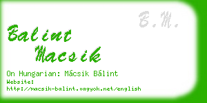 balint macsik business card